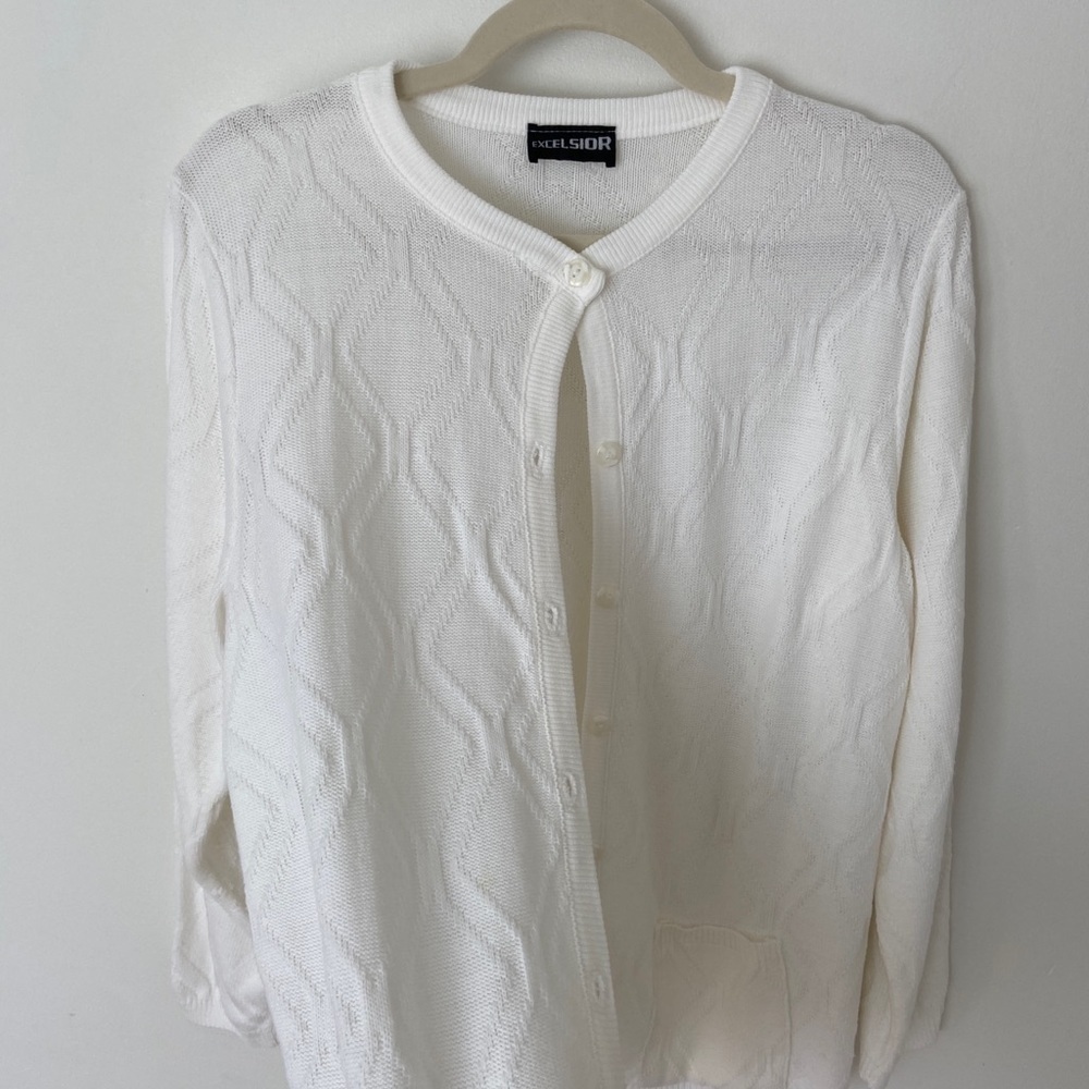 Vintage Excelsior Knits Cream Knit Cardigan Button Up Cottage Core Knit